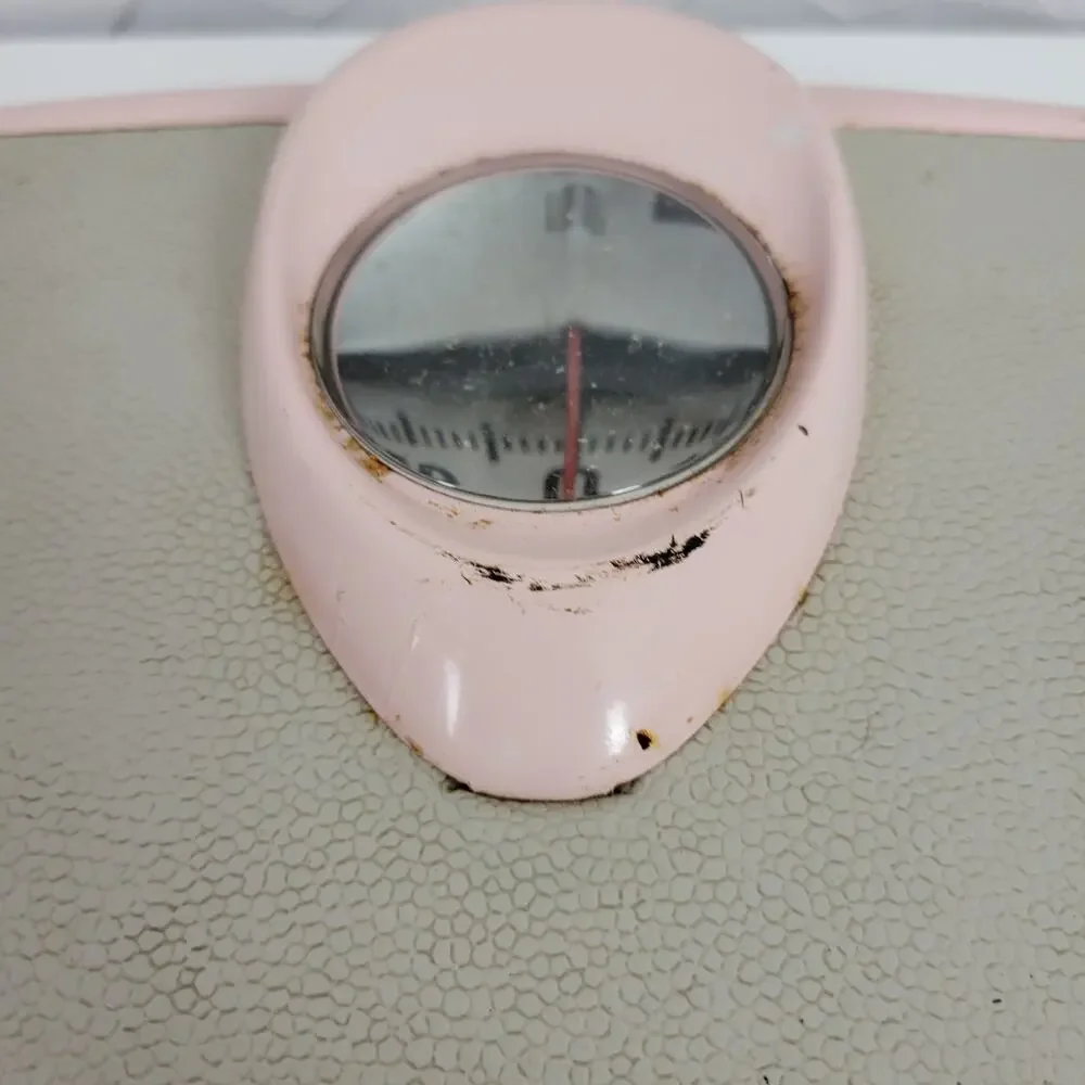 Vtg Chatham Bathroom Standing Weighing Scale Gray Pink Industrial Mid Century